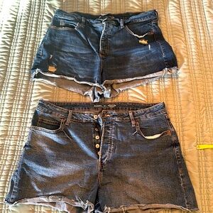 2 Pairs of Old Navy High Rise Sky-Hi A-Line Cut off Shorts Size 18